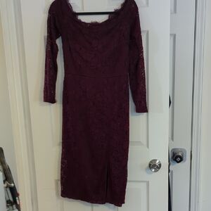 Elegant Burgundy Lace Dress